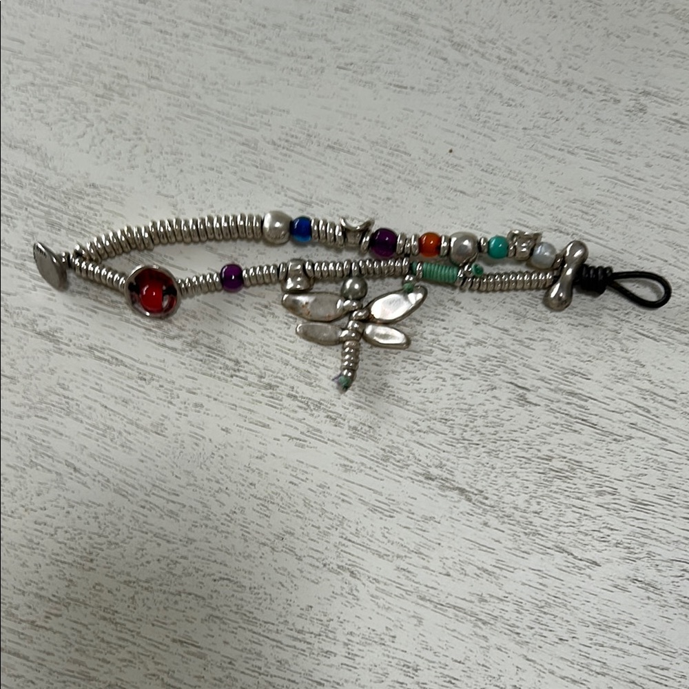 Uno de 50 Colorful Beaded Bracelet with Dragonfly Charm